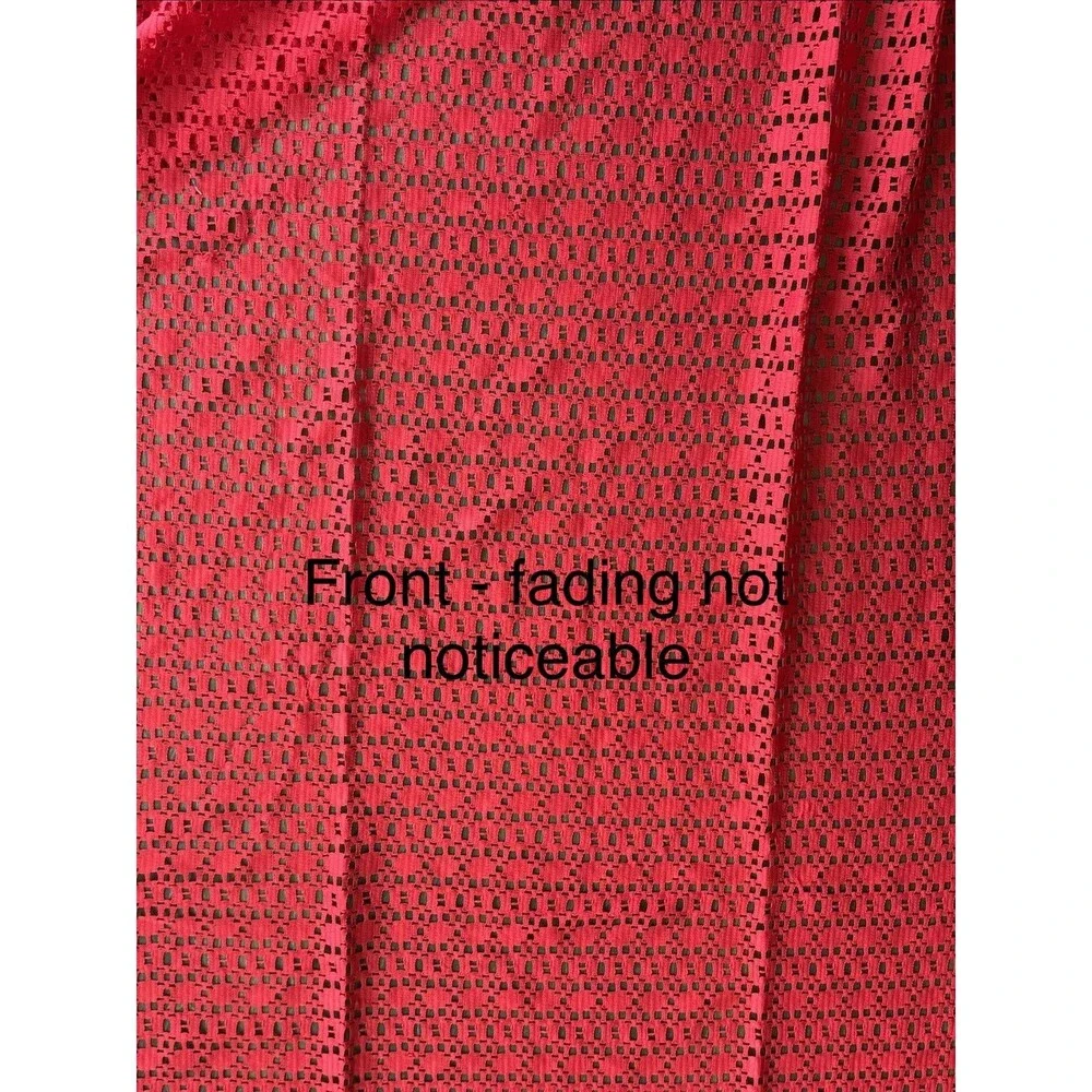 VTG Red Casement Fabric Curtain Drape 1 Panel Solid Red Lace 54” X 72” Bold